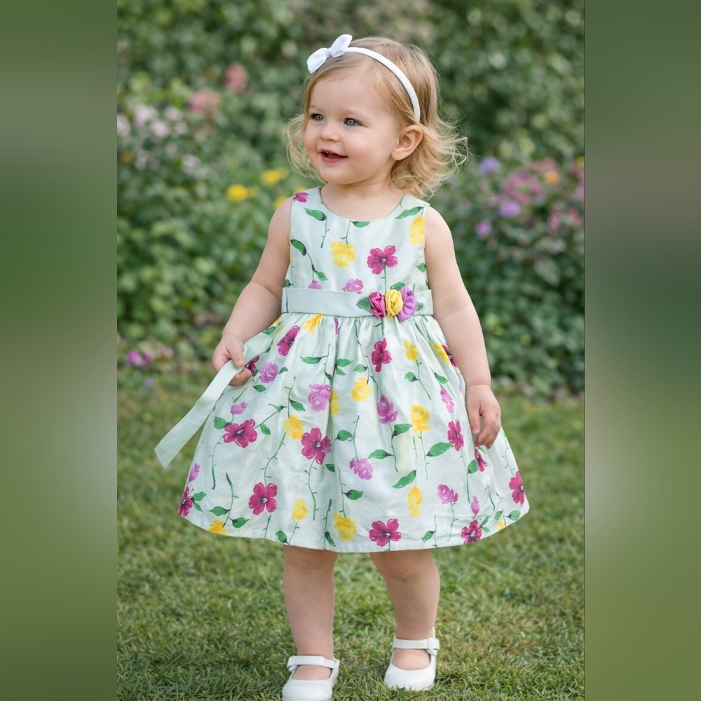 Jayne Copeland Floral Dress with Yellow and Pink Blooms Sz2T